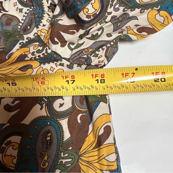 Lafayette 148 New York Paisley Cotton Poplin Tunic with Beaded Neckline Size 0 - Picture 10 of 12